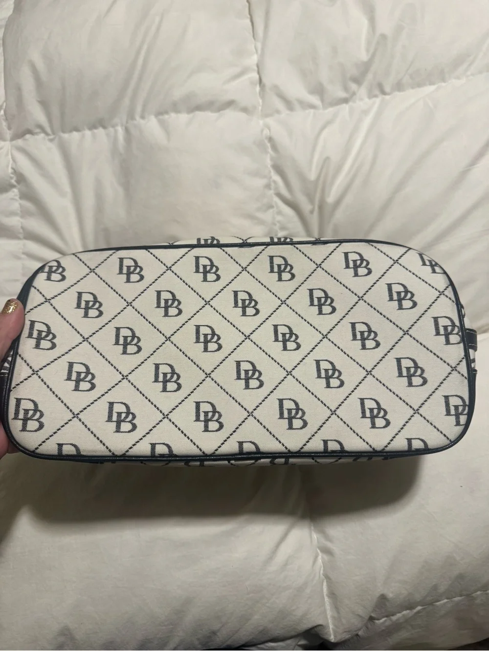 Dooney & Bourke White and Black DB Logo Shoulder Bag